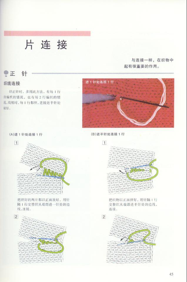 《图解棒针编织基础实例》之织片连接方法