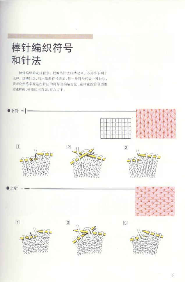 《图解棒针编织基础实例》之棒针编织符号和针法