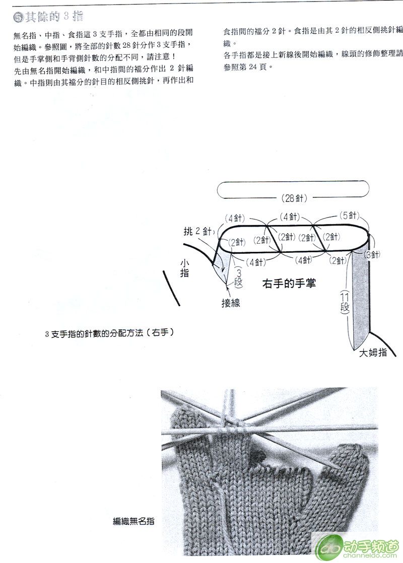 毛线手套织法